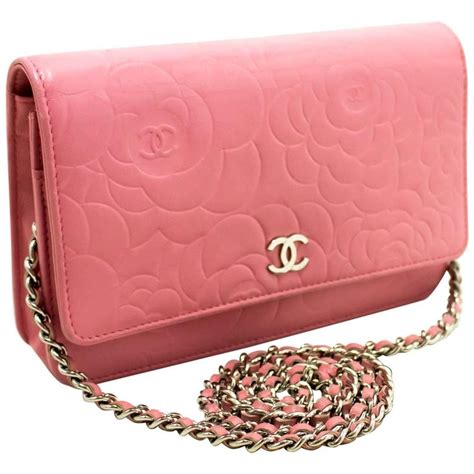 chanel pink camellia wallet|Chanel wallet on chain measurements.